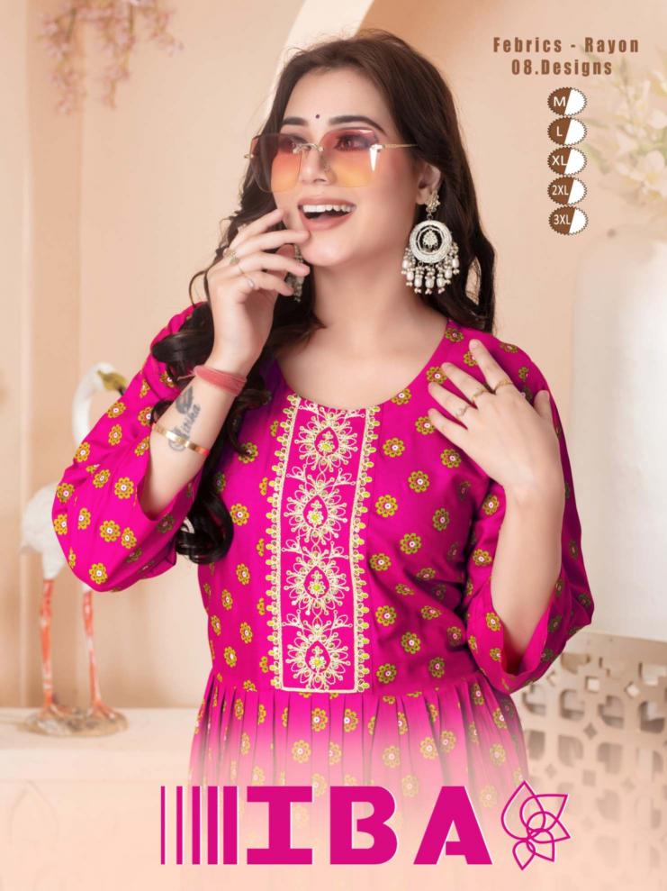 Fashion Talk IBA series 101-108 RAYON 14 KG Print wholesale kurti in surat