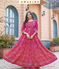 Glam NX 6 Collection Non-Catalogue Beautiful Long Anarkali Gown Kurti in Wholesale 