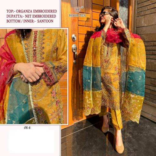 Hoortex OR 8 Yellow Pakistani Salwar with Multicolor Dupatta Latest Ethnic Collection in wholesale