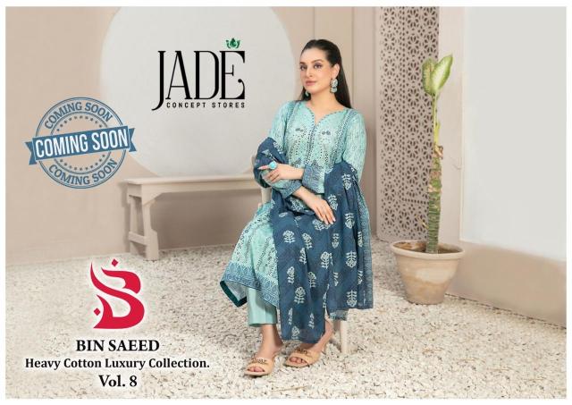 Jade Bin Saeed Vol-8 SERIES 801-806 Heavy Lawn Cotton wholesale salwar kameez in surat