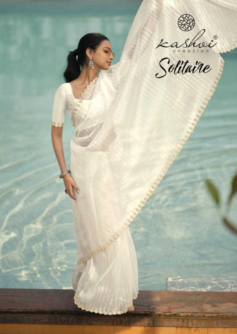 kashvi creation solitaire vol 1 series 1001-1008 organza silk wholesale saree in surat