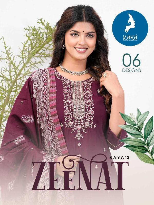 Zeenat Series 01-06 by Kaya Designer Work - Roman Silk Top, Pant, and Dupatta at Wholesale Prices