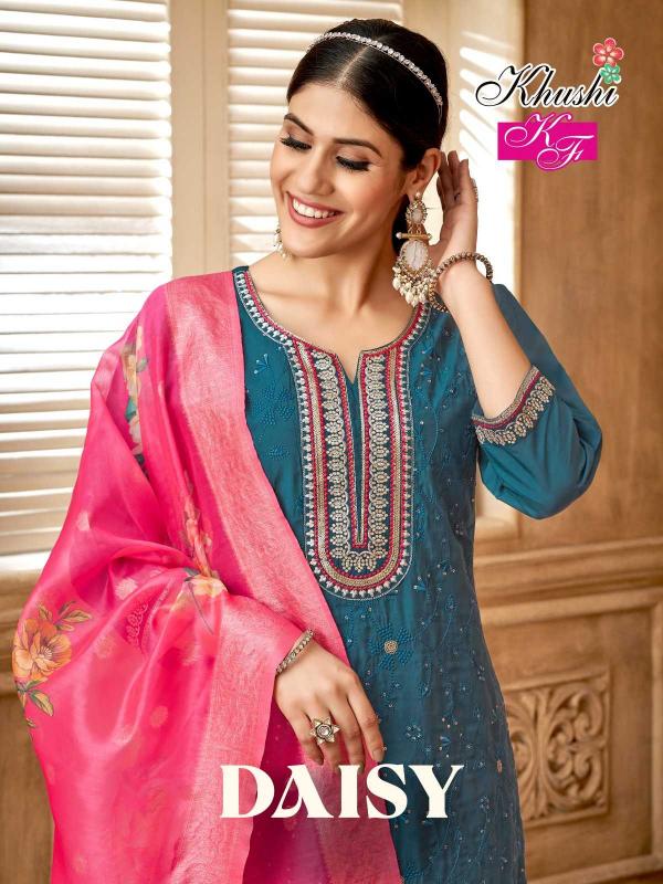 khushi fashion daisy series 1001-1005 Roman Silk  wholesale readymade salwar kameez in surat