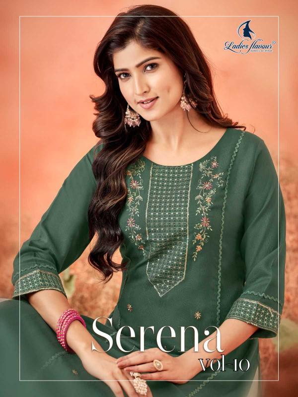 ladies flavour serena vol 10 series 3057-3062 14 kg rayon Dobby wholesale kurti in surat 