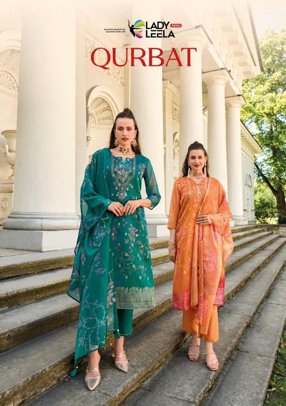 LADY LEELA QURBAT SERIES 1321-1326 VISCOSE ORGANZA WHOLESALE READYMADE SUITS IN SURAT