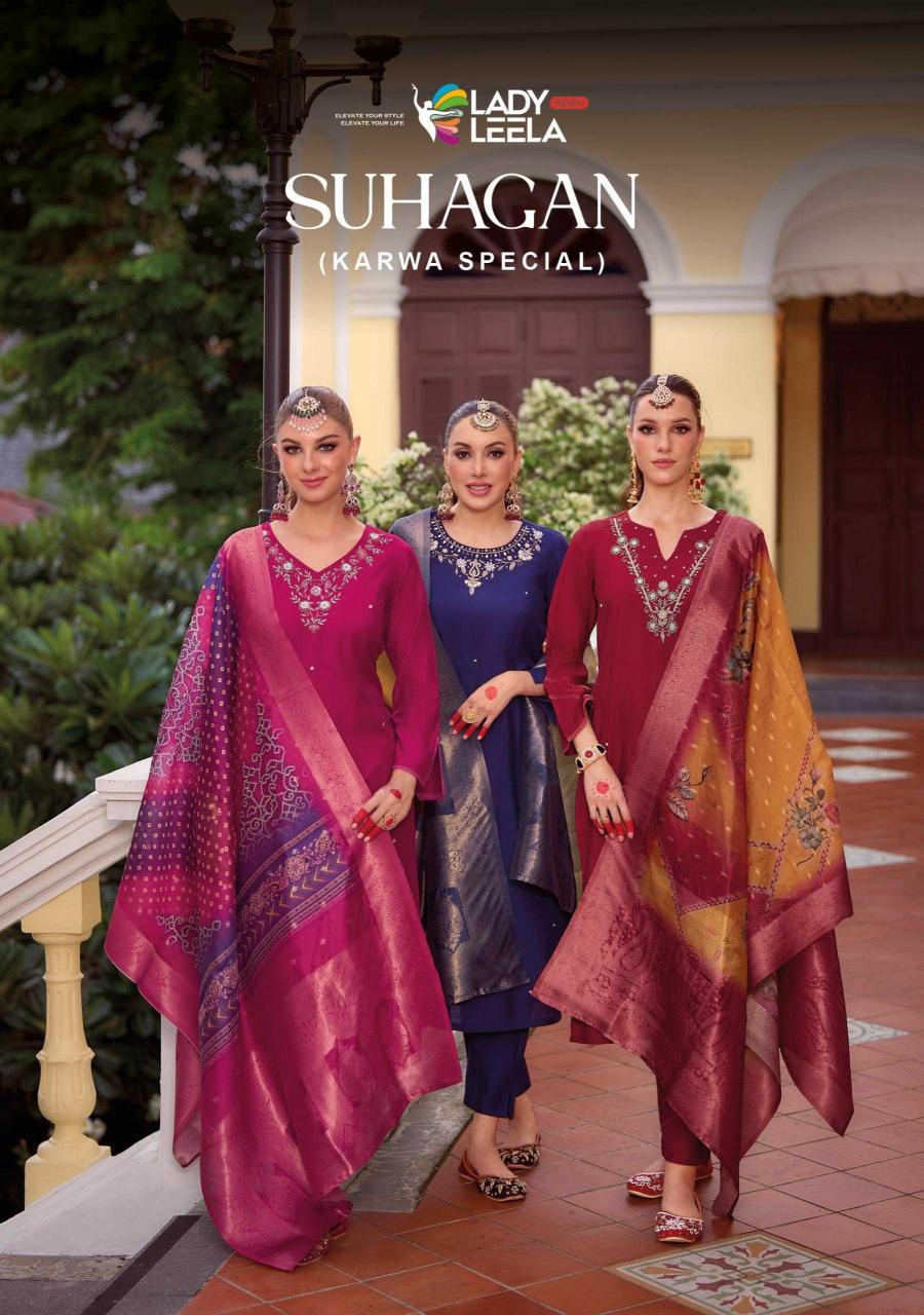 lady leela suhagan series 1391-1394 Pure Viscose wholesale readymade salwar kameez in surat