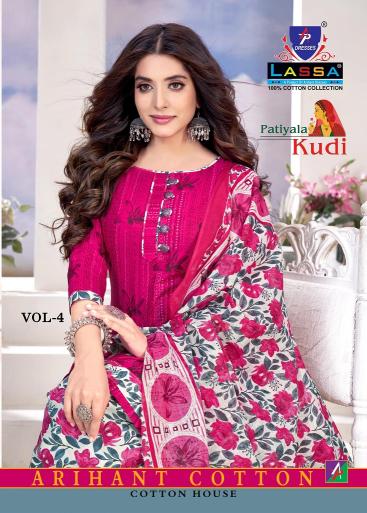 Lassa Patiyala Kudi Vol-4 series 4001-4010 Pure Cotton wholesale salwar kameez in surat