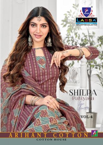 Lassa Shilpa Patiyala Vol-4 series 4001-4010 Pure Cotton wholesale salwar kameez in surat  