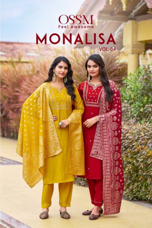 ossm monalisa vol 4 series 1001-1006 Premium Viscos Roman Slub wholesale readymade salwar kameez in surat