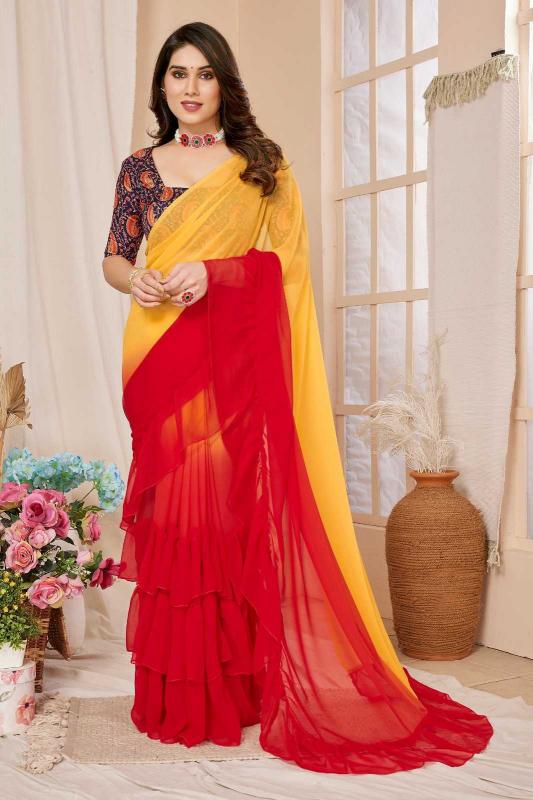 pr apple attractive look georgette wholesale saree in surat 