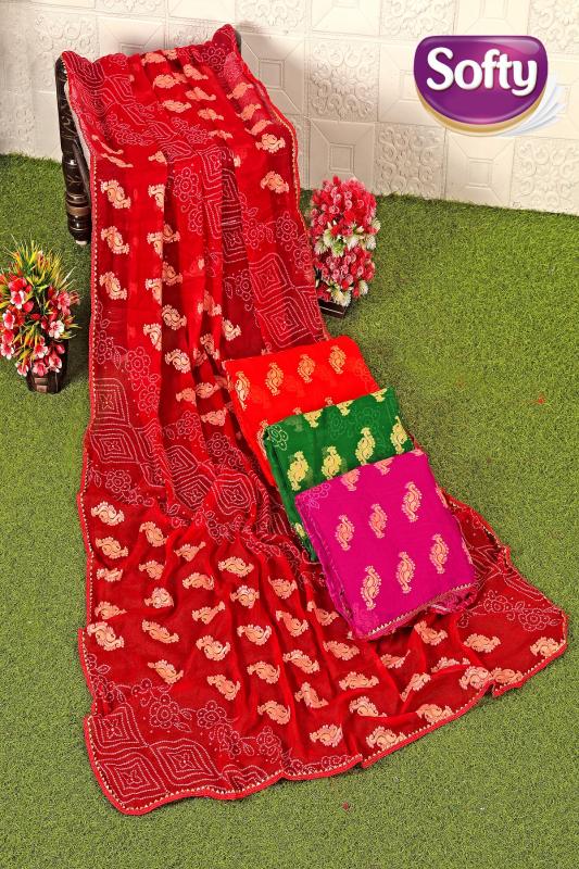 PRAMPARA SOFTY Chiffon BANDHNI PRINT wholesale saree in surat 