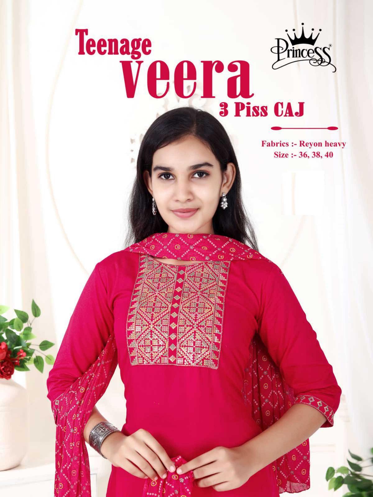 PRINCESS CREATION TEENAGE VEERA VOL 3 SERIES 1001 TO 1006  RAYON TRENDY FULL STITCH KIDS 3PCS DRESS