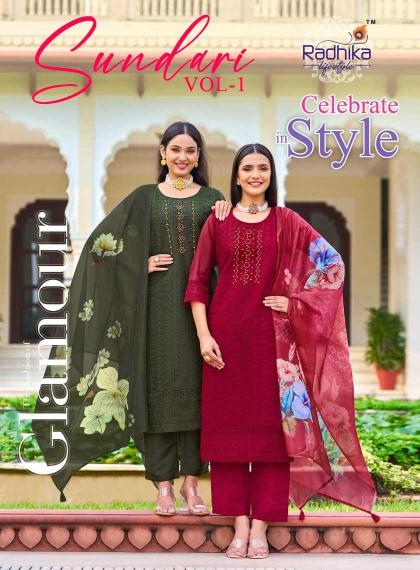 Radhika Lifestyle Sundari Vol 1 - Series 1001 to 1006 Wholesale Organza Readymade Suits