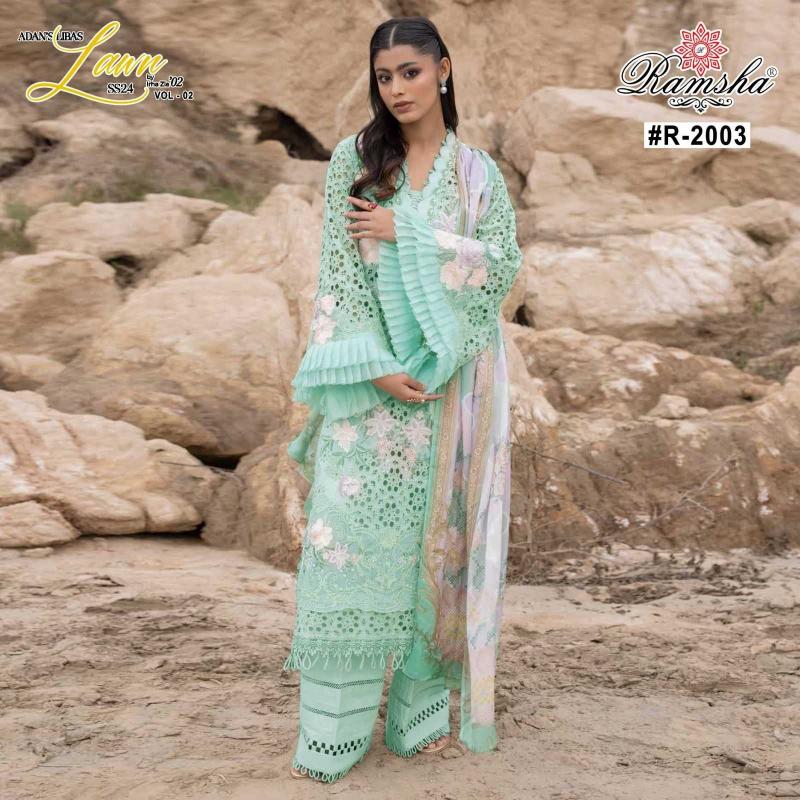 ramsha adan libas vol 2 series 2001-2004 cambric wholesale readymade salwar kameez in surat