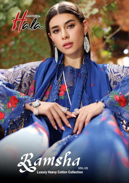 Ramsha Vol 3 series 3001 to 3006 by Hala Elegant Festive & Casual Suits Pure Cotton Digital Prints at Wholesale Prices