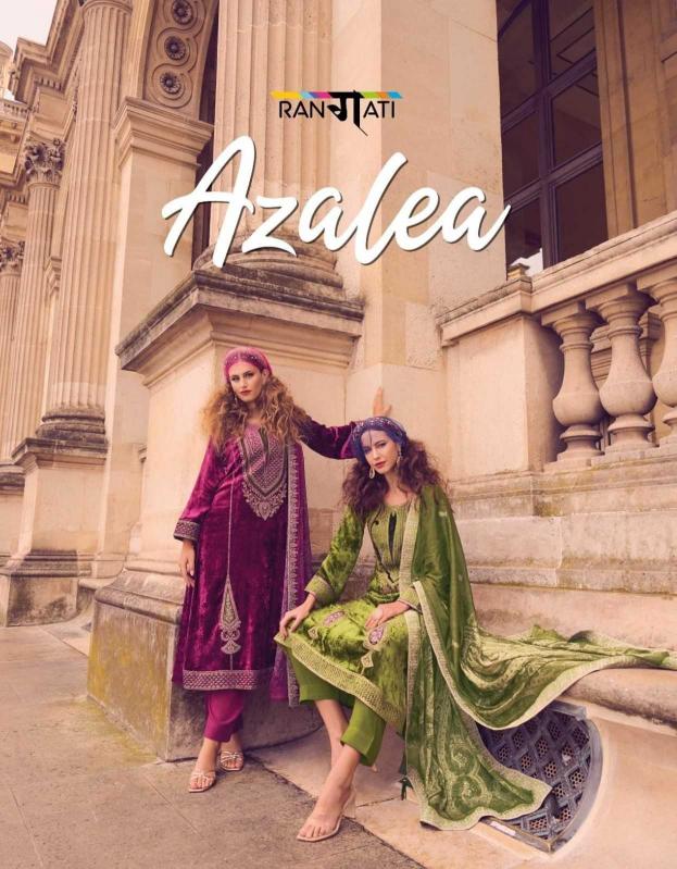 rangati azalea series 1001-1007 Viscose Velvet with Embroidery Work suit