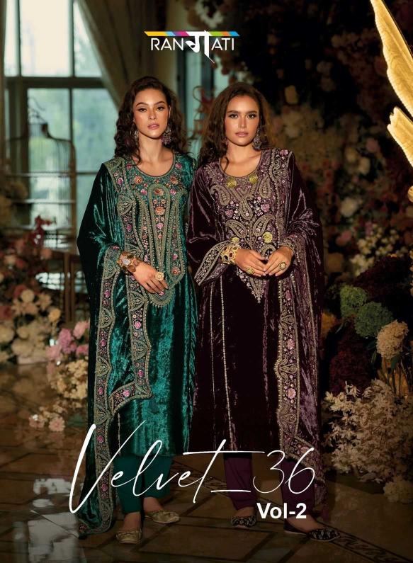 Rangati Velvet 36 Vol 2 series 1001-1004 Viscose Velvet Designer Pakistani Suits 