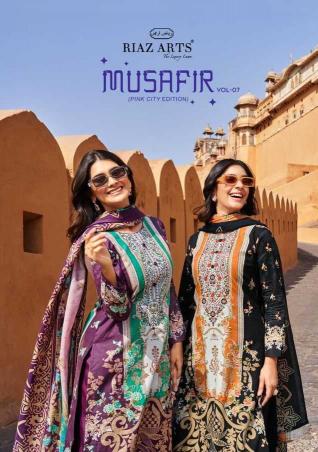 riaz arts musafir vol 7 series 3101-3108 pure karachi lawn wholesale salwar kameez in surat