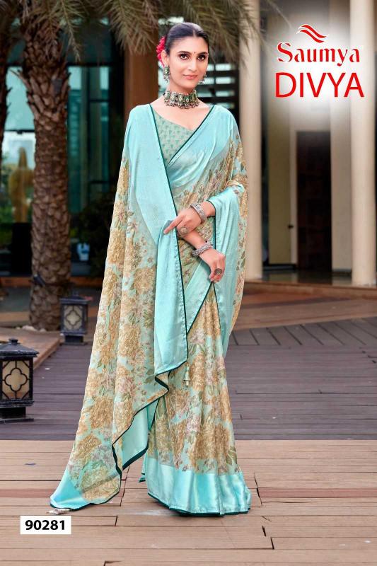 Saumya Divya - Series 90281 to 90288  Chiffon Brasso Saree Wholesale in Surat