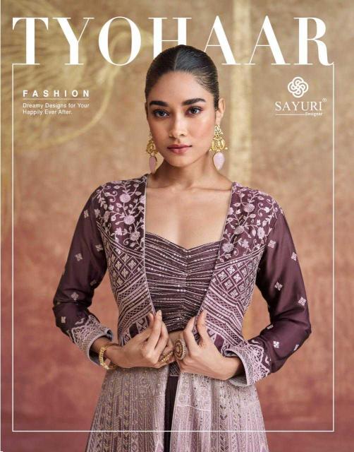 Sayuri Designer Tyohaar Series 5622-5623 Readymade Exclusive Chinon Silk Party Wear Dress for Wholesale 