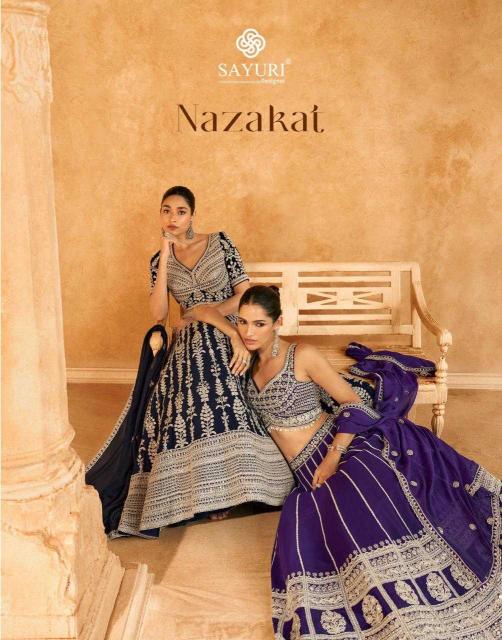 SAYURI NAZAKAT  SERIES 5567 TO 5569  DESIGNER GEORGETTE WHOLESALE LEHENGA IN SURAT 