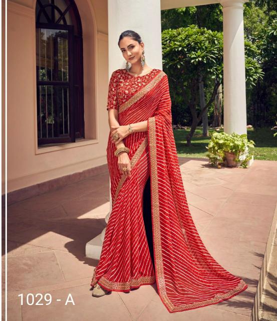 STAVAN  VIHANA HITS GEORGETTE BEAUTIFUL BANDHNI PRINT SAREE SUPPLIER