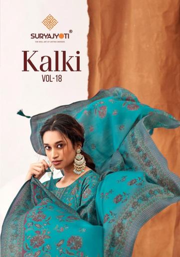 Suryajyoti Kalki Vol-18  Series 18001-18008 Jaam Satin Dress Material Wholesale Collection