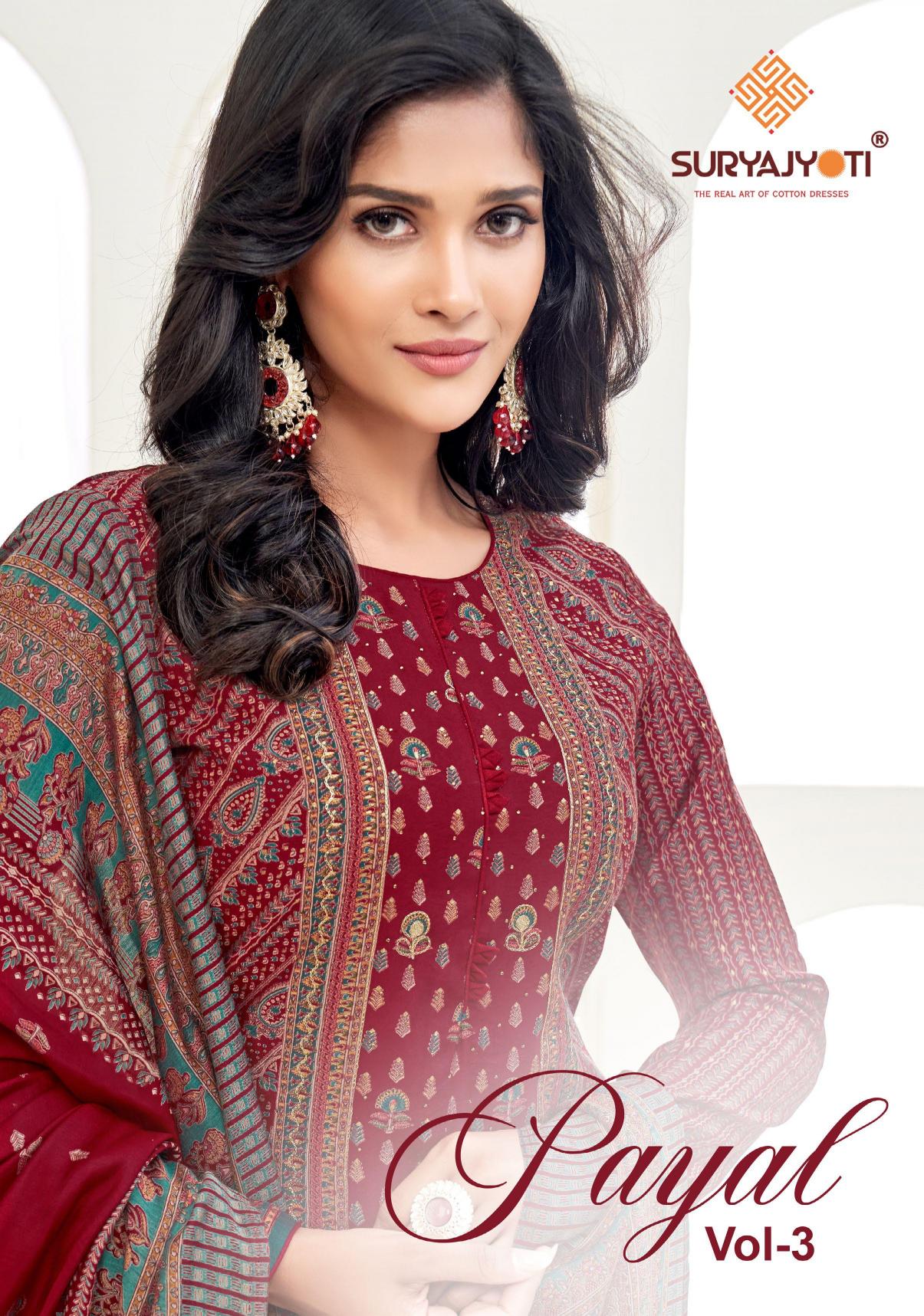 Suryajyoti Payal Vol-3 series 3001-3006 Pure Modal wholesale salwar kameez in surat