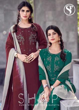 Sweety Fashion SHAP Series 1001-1006 Chinon Silk Readymade Casual 3PC Dresses for Wholesale Suits 