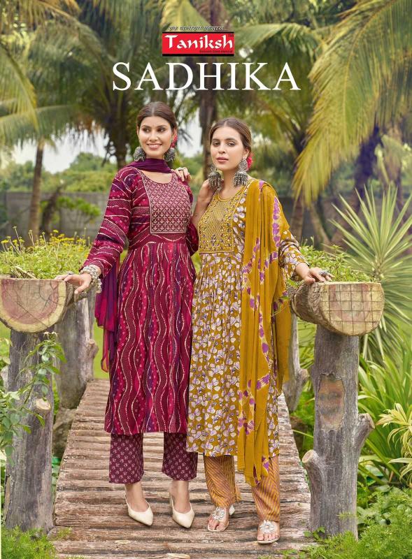 taniksh sadhika series 1001-1008 rayon wholesale readymade salwar kameez in surat