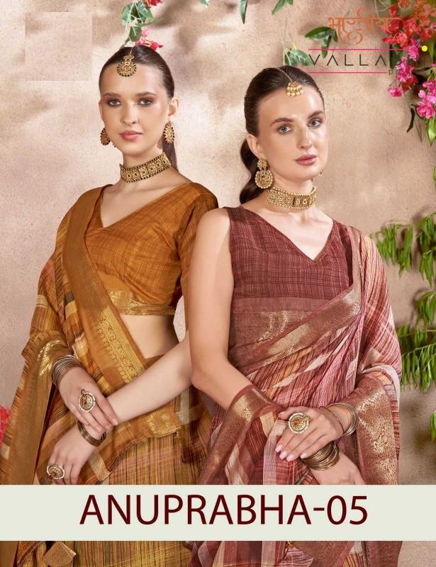 vallabhi prints anuprabha vol 5 series 30151-30156 linen wholesale saree in surat 