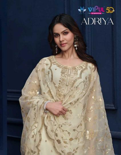 vipul adriya series 6011-6016 organza chiffon wholesale salwar kameez in surat