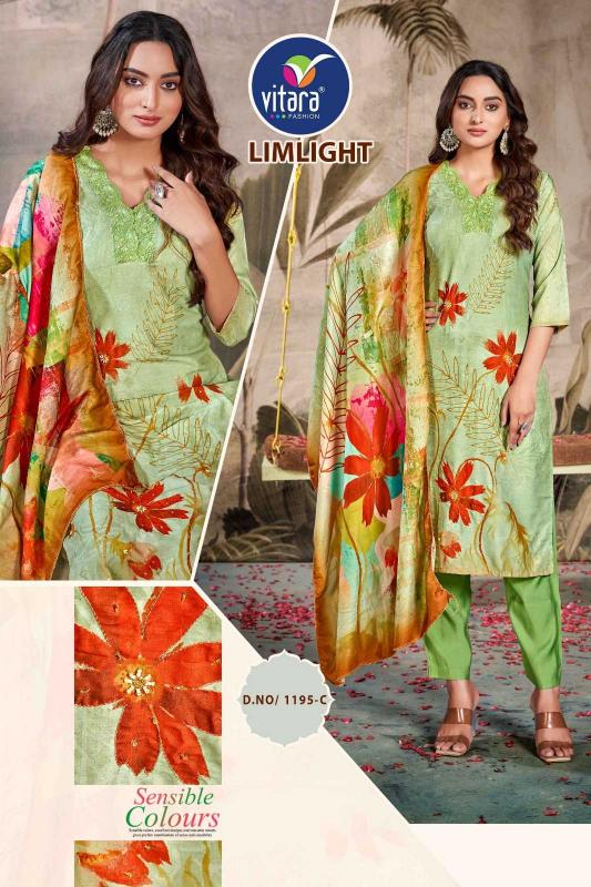 vitara fashion limelight series 1195 heavy maslin  wholesale readymade salwar kameez in surat