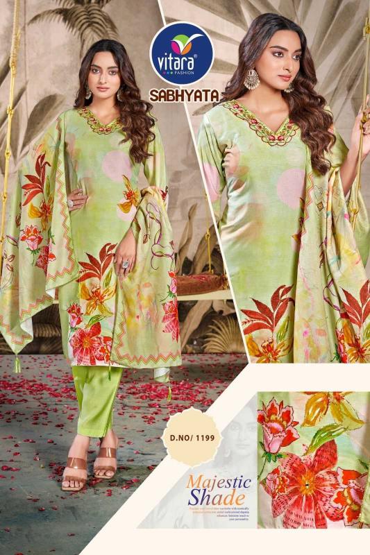 vitara fashion shbhayta heavy maslin orgenza wholesale readymade salwar kameez in surat