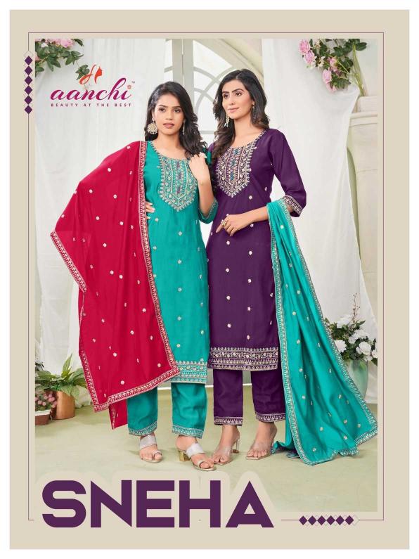 Aanchi Sneha Series 39001-39004 Roman Silk Wholesale Readymade Suits in Surat