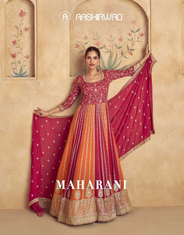 Aashirwad Maharani Series 10072-10075 Exclusive Georgette Gown Wholesale Ready-Made Set in Surat