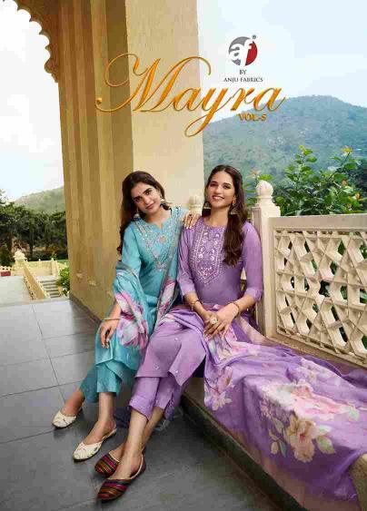 Anju Fabrics Mayra Vol-5 Series 3851-3856 Blended Shimmer Wholesale Readymade Suits in Surat - Elegant Collection