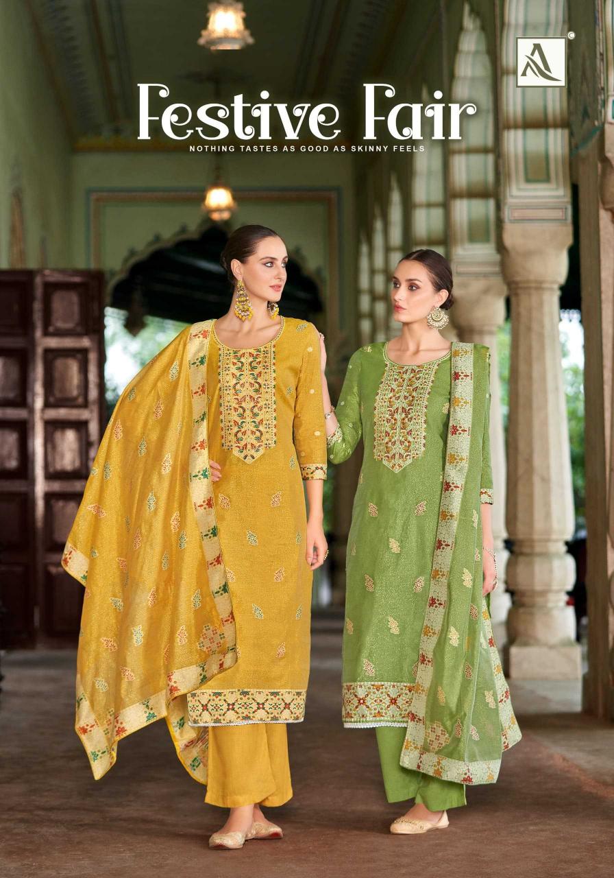 Alok Festive Fair Series 1652001-1652006 Jacquard Weaving Wholesale Pakistani Salwar Kameez in Surat