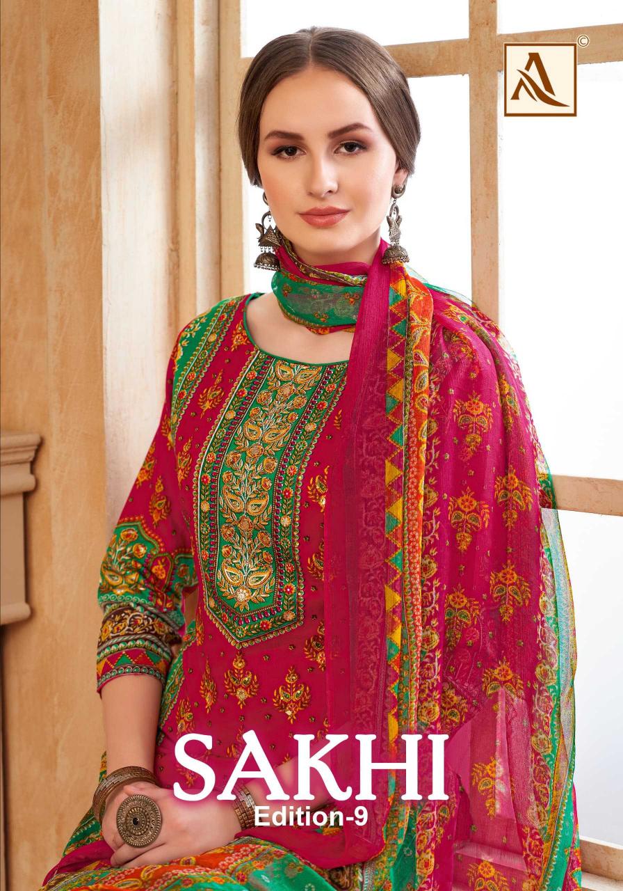 Alok Sakhi Vol 9 Series 163001-163004 Zam Cotton Fancy Wholesale Pakistani Salwar Kameez in Surat