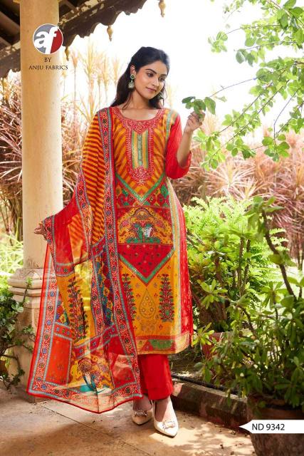 anju fab 9342 russian silk print unique wholesale  readymade suits in surat