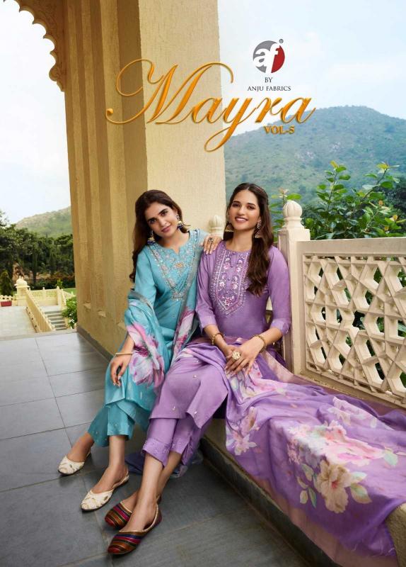 Anju Fab Mayra Vol 5 Series 3851-3856 Blended Shimmer Handwork Wholesale Readymade Salwar Kameez in Surat