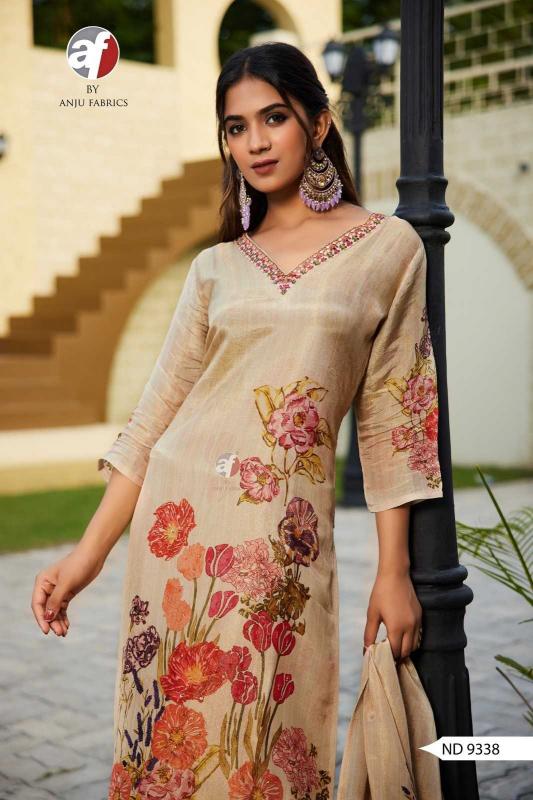 Anju Fab ND 9338 Tissue Shimmer Style Print  , Wholesale Readymade Suits Collection in Surat