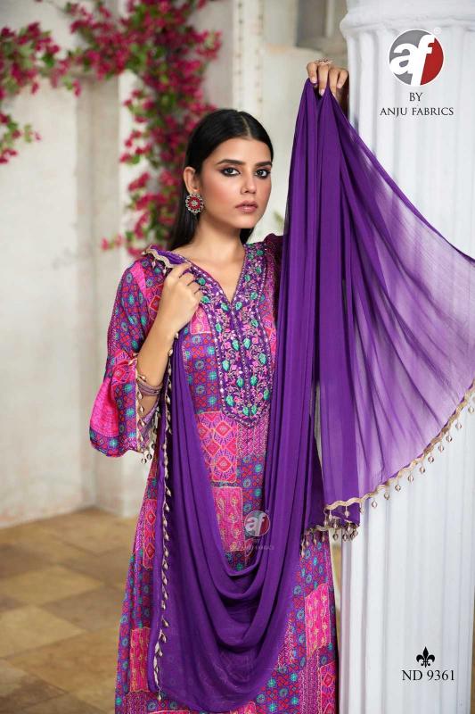 Anju Fab ND 9361 Chinon Chiffon , Wholesale Readymade Salwar Kameez in Surat