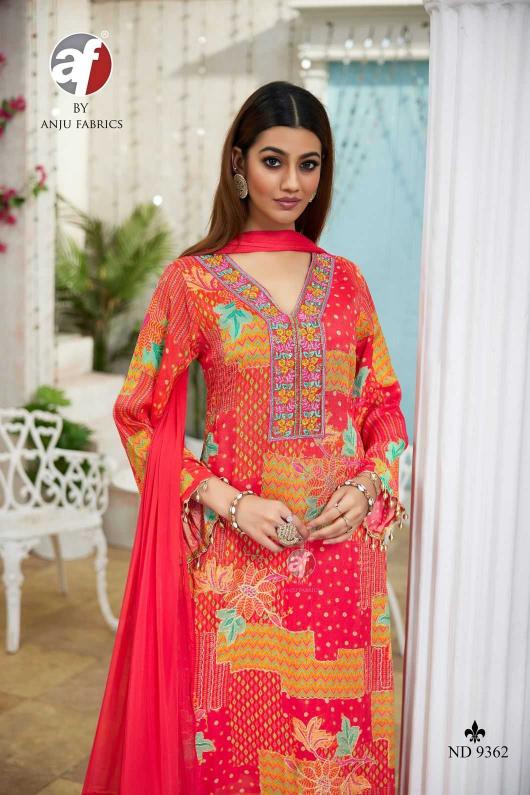 ANJU FAB ND 9362 Chinon Unique Style Wholesale Readymade Combo Ladies Suits in Surat