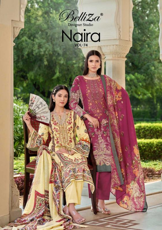 Belliza Designer Naira Vol 74 Series 970001-970008 Cotton Daily Wear Wholesale Pakistani Salwar Kameez in Surat