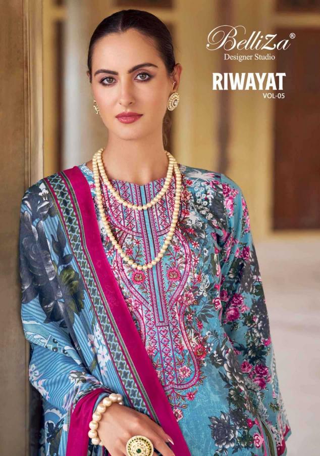 Belliza Designer Riwayat Vol 5 Series 984001-984008 Rayon Print Ladies Wholesale Salwar Kameez in Surat