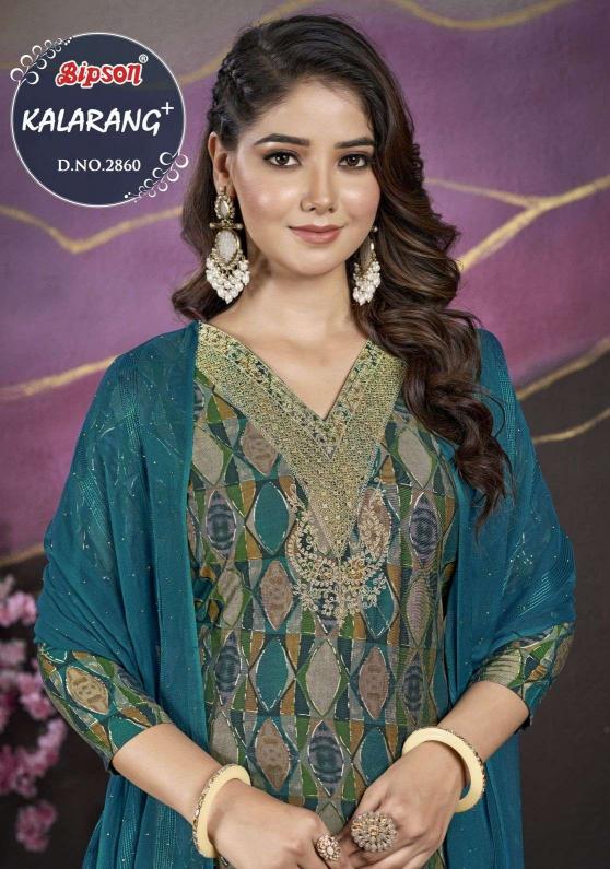 Bipson Fashion Kalarang 2860-A to 2860-D Viscose Muslin Wholesale Salwaar Kameez in Surat | Stylish Suits