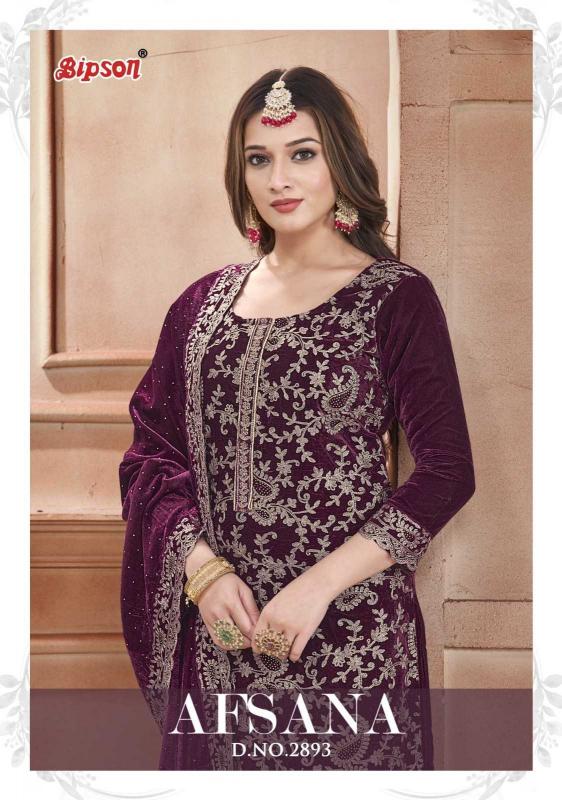 BIPSON PRINTS AFSANA 2893 Viscose Velvet Stylish Winter Wholesale Salwar Kameez in Surat