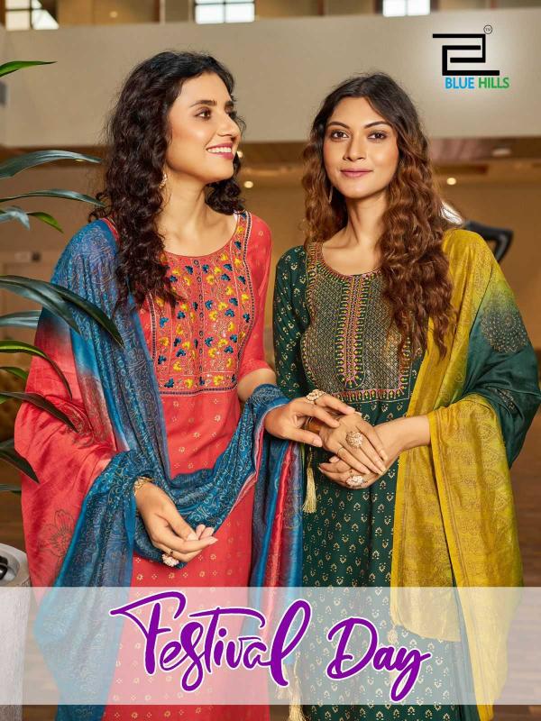 Blue Hills Festival Day Series 1001-1008 Rayon Wholesale Readymade Salwar Kameez in Surat