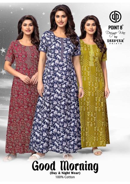 Deeptex Good Morning Vol-1 Series 1001-1016 Cotton | Wholesale Cotton Nighties in Surat